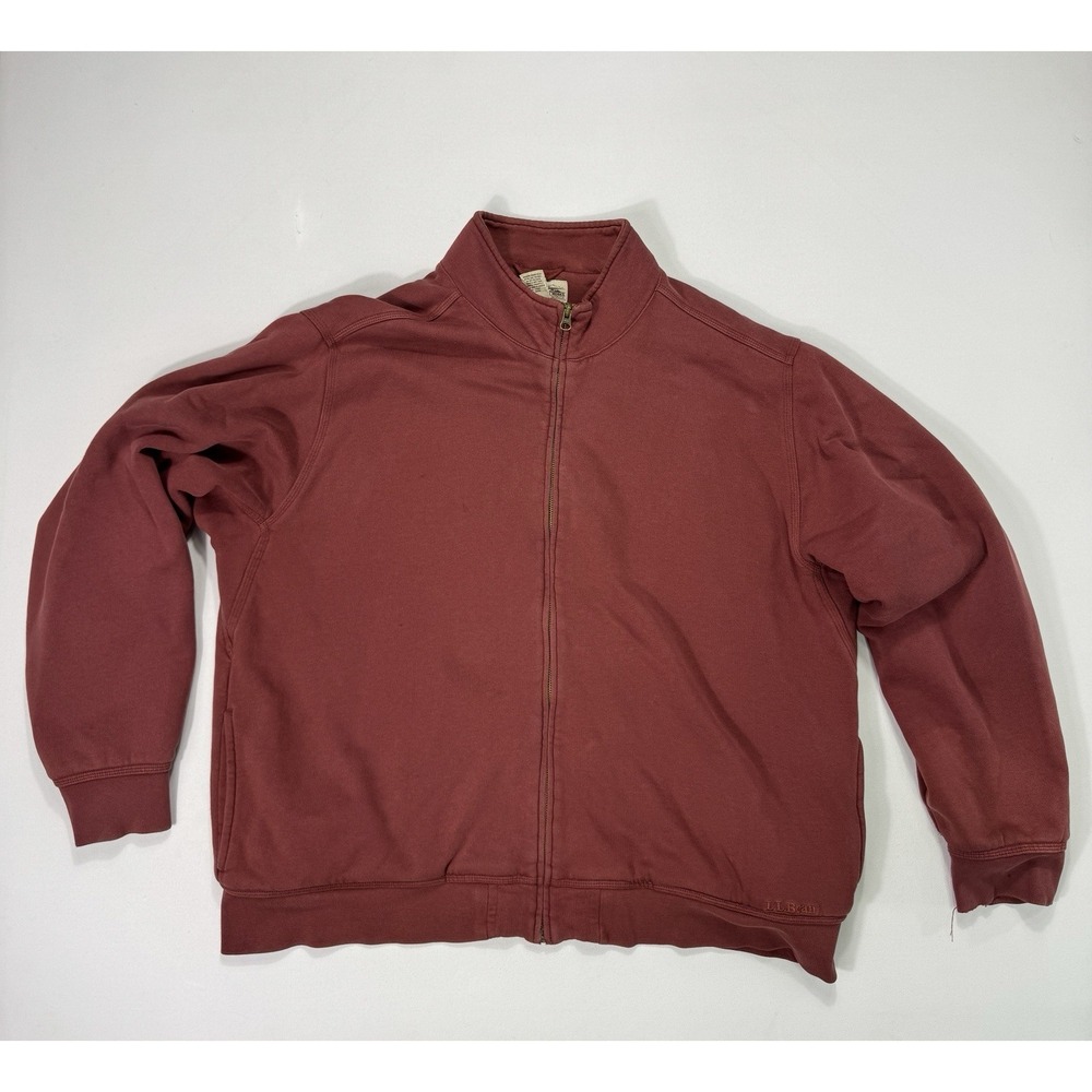 LL Bean Katahdin Iron Works Fleece Lined Jacket Mens XL Red Full Zip Sweatshirt